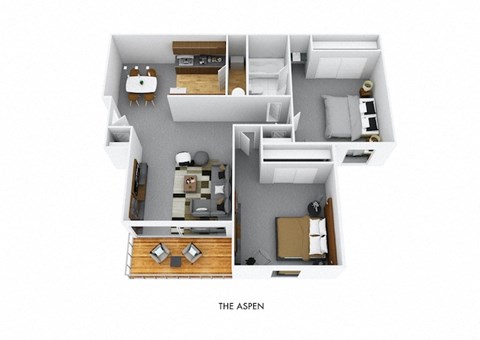 Floor plan for 2 beds, 1 bath, 850 sqft